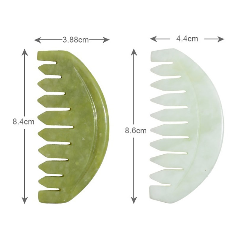 1PC Pieptene de masaj cu meridian de jad Pieptene cu dinți lați Masaj pentru cap GuaSha Perie de masaj pentru scalp Instrument de îngrijire a părului Nou