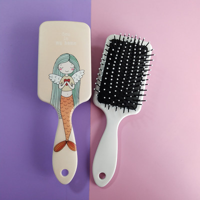 Perie de păr cu desene animate cu sirenă Pieptene blând cu perie antistatică pentru coafură și păr neted Pieptene cu pernă de aer Pieptene pentru bord mare