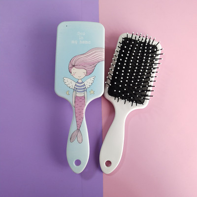 Perie de păr cu desene animate cu sirenă Pieptene blând cu perie antistatică pentru coafură și păr neted Pieptene cu pernă de aer Pieptene pentru bord mare