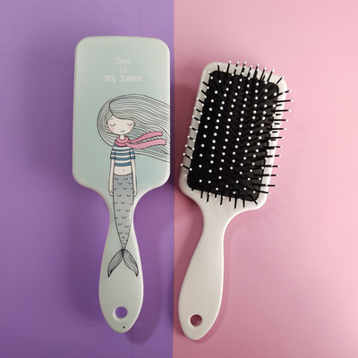 Perie de păr cu desene animate cu sirenă Pieptene blând cu perie antistatică pentru coafură și păr neted Pieptene cu pernă de aer Pieptene pentru bord mare