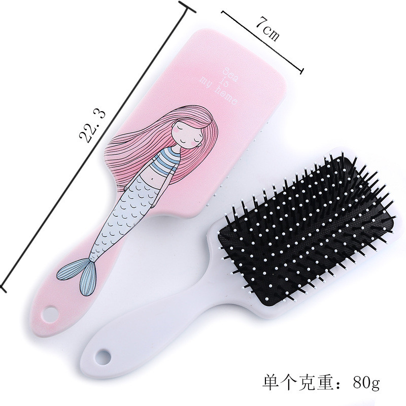 Perie de păr cu desene animate cu sirenă Pieptene blând cu perie antistatică pentru coafură și păr neted Pieptene cu pernă de aer Pieptene pentru bord mare