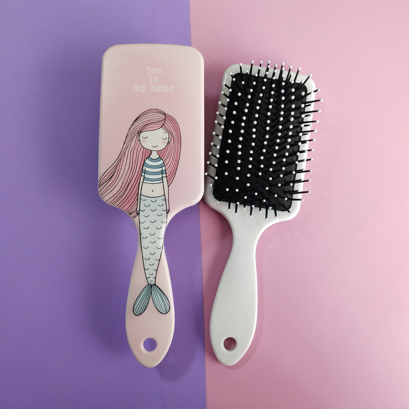 Perie de păr cu desene animate cu sirenă Pieptene blând cu perie antistatică pentru coafură și păr neted Pieptene cu pernă de aer Pieptene pentru bord mare