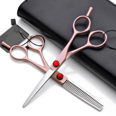 Set de foarfece de păr din aur trandafir din oțel 440 din Japonia, 6 inch, set de foarfece de tunsoare pentru frizer, foarfece de coafură