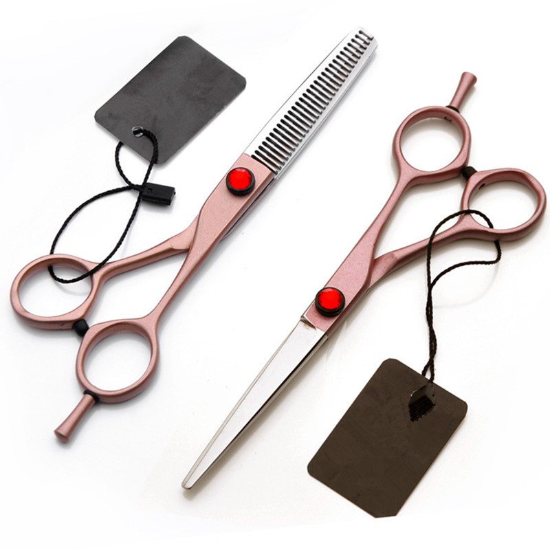 Set de foarfece de păr din aur trandafir din oțel 440 din Japonia, 6 inch, set de foarfece de tunsoare pentru frizer, foarfece de coafură