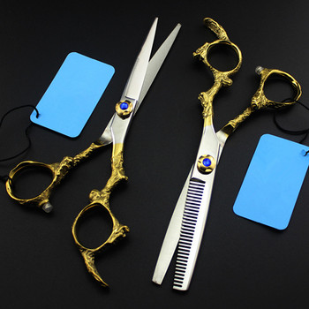 Професионална Япония 440 стомана 6 инча златен дракон ножици за коса комплект подстригване бръснар подстригване фризьорски ножици фризьорски ножици
