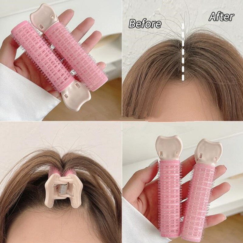 2gab matu sakņu pūkains klips Air Bangs Curler Pašlīmējošie matu rullīši Magic Curling Bangs Clips Sieviešu matu veidošanas rīki