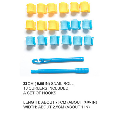 Ролки за коса 18 бр. /комплект(15/23/28CM) Направи си сам маша за коса Безнагревни къдрици Инструменти за къдрене на коса с форма на охлюв Преносима магическа маша за коса