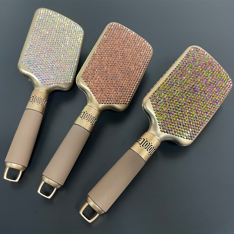 Strasszkő hajkefe Bling masszázsfésű cepillo para cabello escova de cabelo brosse cheveux femme fodrászat formáló eszközök