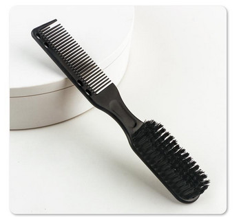 Двустранна четка за гребен Черна малка четка за оформяне на брада Професионална четка за бръснене за брада Barber Vintage Carving Cleaning Brush SN
