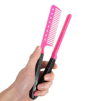 Преносима преса за коса DIY Salon Flat Iron V Comb Фризьорски инструмент за стилизиране Четка за коса Антистатични гребени за коса Грижа за косата