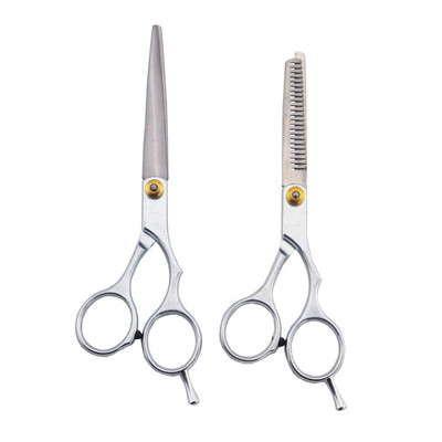 2 buc foarfece de păr din oțel inoxidabil 5,5/6 inci instrument de tăiere subțiere pentru coafare Foarfece pentru coafură de salon Lame obișnuite cu dinți plati