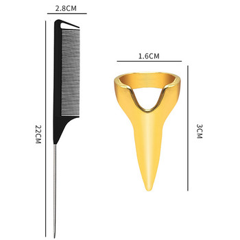 9 бр. Пръстен за разделяне на коса 2 бр. Комплект гребен с плетена опашка от стомана Инструмент за разделяне и избор на коса за сплитане за черни жени