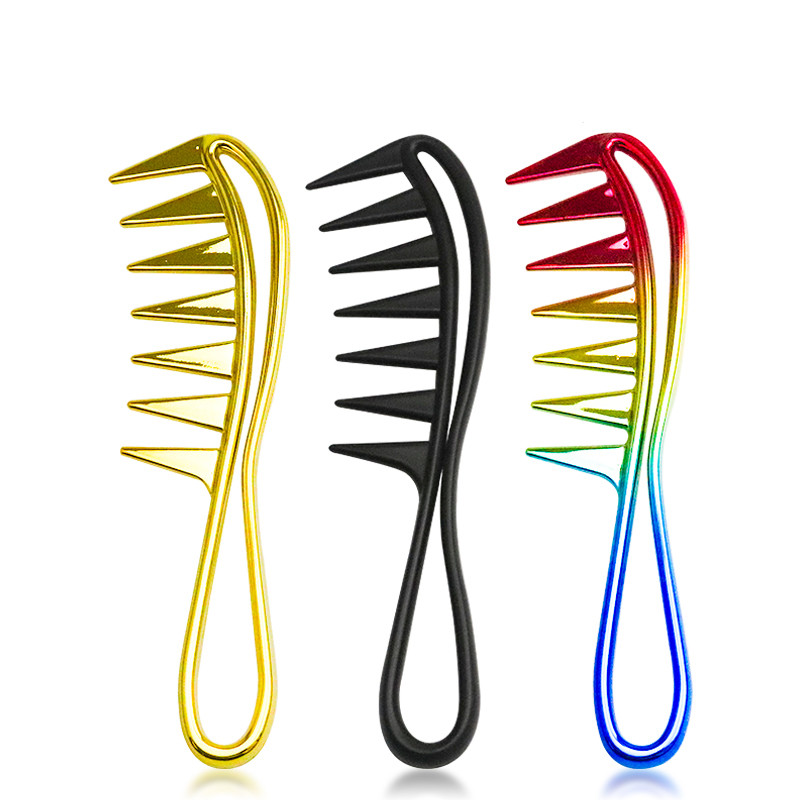 2021-es új Golden Wide Tooth Shark Comb Professzionális Szalon Fodrászat Styling Curling Hajápoló Kefe Fésű