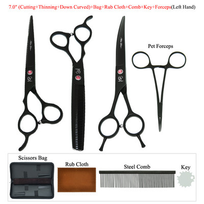 Meisha 7,0" Kairė ranka Profesionalios naminių šunų kačių priežiūros žirklės aštrių kraštų gyvūnams plaukų kirpimui retinimo lenktos žirklės B0057A