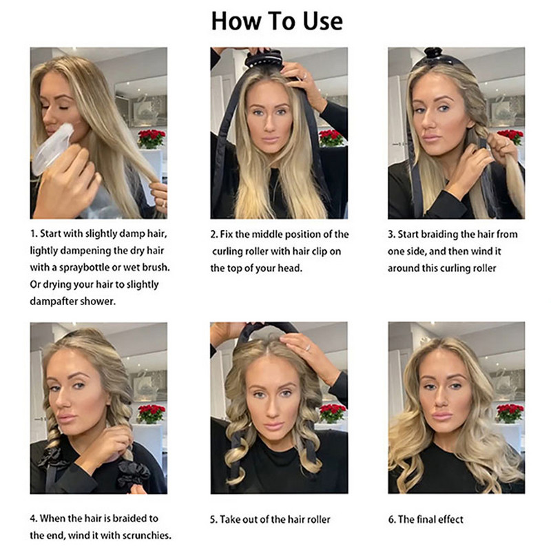 Nekarsējams kērlinga stieņa galvas saite Lazy Hair Rollers Wave Formers Wet Way Bundles Bez karstuma cirtas Matu veidošanas rīki Curl Bar бигуди