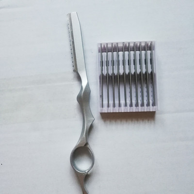10 τμχ λεπίδα + 1 τεμ. ψαλίδι αραίωσης Barber Feathering Stylist Περιποίηση Κομμωτηρίου Κομμωτήριο από ανοξείδωτο ατσάλι Επαγγελματικό εργαλείο