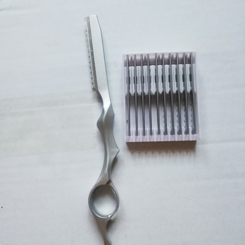10 τμχ λεπίδα + 1 τεμ. ψαλίδι αραίωσης Barber Feathering Stylist Περιποίηση Κομμωτηρίου Κομμωτήριο από ανοξείδωτο ατσάλι Επαγγελματικό εργαλείο