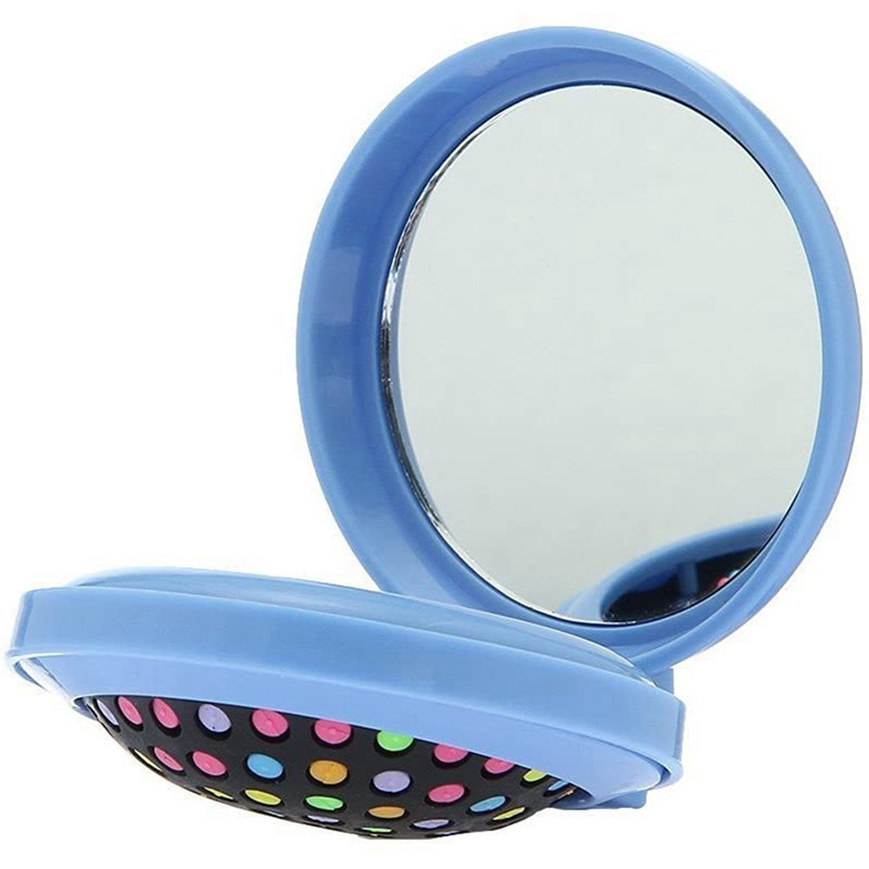 Mini pieptene rotund pliabil cu pernă de aer Pieptene pentru masaj pentru păr Oglindă (albastru)