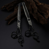 Professional 7'' Μαύρο Damascus Πολυτελές ψαλίδι κούρεμα μαλλιών ψαλίδι αραίωση κουρέα Ψαλίδι κομμωτηρίου