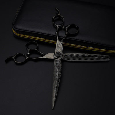 Professional 7'' Μαύρο Damascus Πολυτελές ψαλίδι κούρεμα μαλλιών ψαλίδι αραίωση κουρέα Ψαλίδι κομμωτηρίου