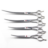 professzionális japán 440c 6/7/8/9'' ezüst kisállat kutyakozmetika Hajlított szőr olló Vágóolló kisállat fodrász fodrász olló