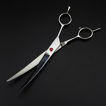 професионална япония 440c 6/7/8/9 \'\' сребро за подстригване на домашни кучета Извити ножици за подстригване Ножици за домашни любимци бръснарски фризьорски ножици
