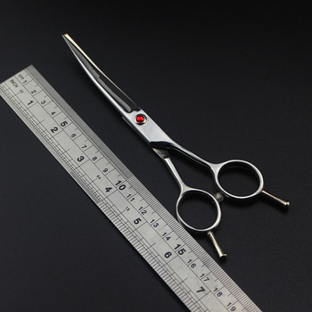 професионална япония 440c 6/7/8/9 \'\' сребро за подстригване на домашни кучета Извити ножици за подстригване Ножици за домашни любимци бръснарски фризьорски ножици