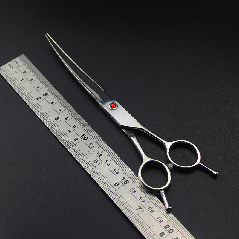 professzionális japán 440c 6/7/8/9'' ezüst kisállat kutyakozmetika Hajlított szőr olló Vágóolló kisállat fodrász fodrász olló