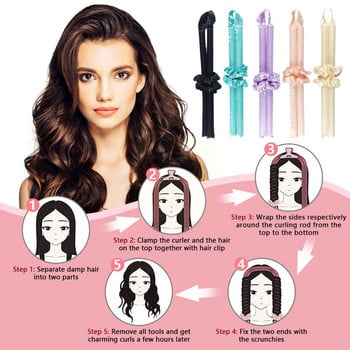 Lazy Heatless Curling Rod Лента за глава Ролки за коса Wave Styling Curls Wavy Formers Bundles Инструменти за къдрици Wet Heat Бигуди Bar No H I7Y5