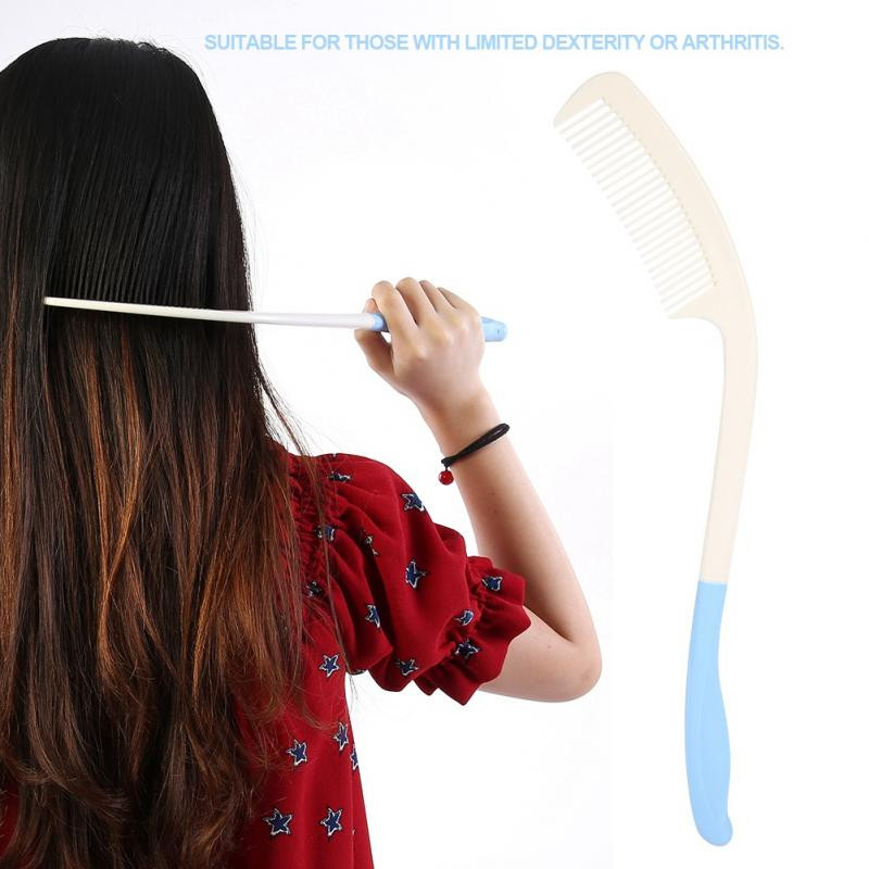 Hosszú nyelű fésű és hosszú nyelű hajkefe csúszásgátló ergonómikus hosszú fésű idősek ízületi gyulladásához, kézi fogyatékkal élők számára