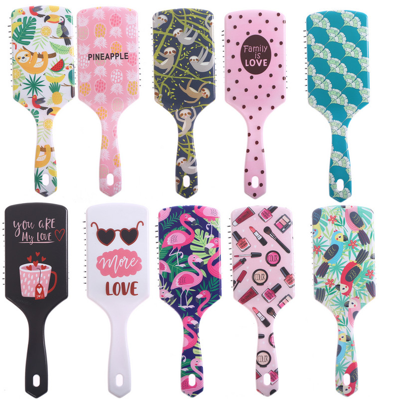 Plaukų šukos Animacinių filmų oro pagalvės šukos formavimo plaukų šepetys tiesios garbanos šlapi plaukai galvos oda masažo šukos plastikinės kirpyklos šukos