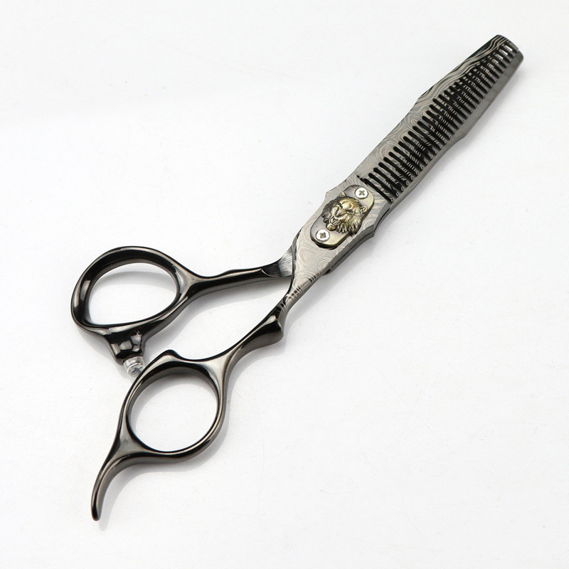 Foarfecă profesională de 6 inchi de lux din Damasc Negru Foarfece de păr de tigru pentru tunsoare frizerie foarfece de subțiere foarfece de coafură