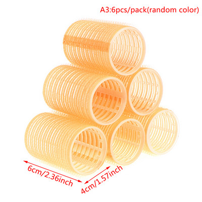 6Pcs 3 veličine frizerske kućne upotrebe DIY Magic Veliki samoljepljivi valjci za kosu Valjak za oblikovanje Uvijač za kosu Ljepota kovrčavih alata