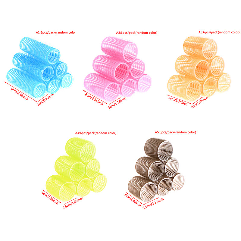 6Pcs 3 veličine frizerske kućne upotrebe DIY Magic Veliki samoljepljivi valjci za kosu Valjak za oblikovanje Uvijač za kosu Ljepota kovrčavih alata
