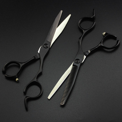 Japonia profesională 440c 6 inch foarfece pentru păr negru de tuns frizer makas sissors tunsoare de subțiere foarfece de coafură
