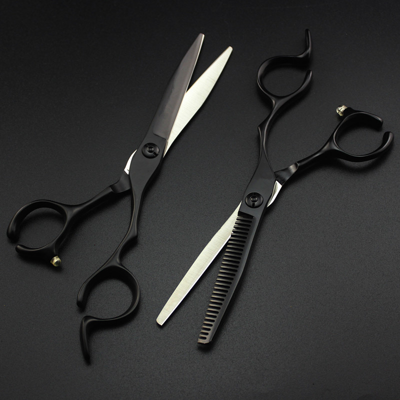 Japonia profesională 440c 6 inch foarfece pentru păr negru de tuns frizer makas sissors tunsoare de subțiere foarfece de coafură