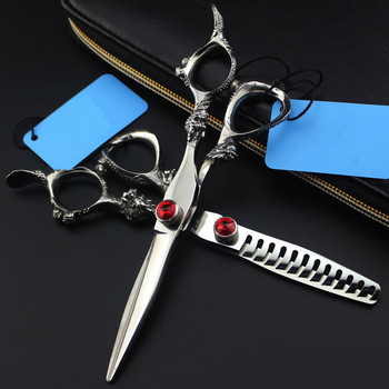 Персонализирайте логото JP 440c стомана 6 \'\' Dragon scissor Gem ножици за коса подстригване бръснар подстригване фризьорски ножици фризьорски ножици