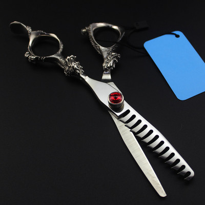Personalizați logo-ul JP 440c oțel 6`` Dragon foarfece Gem foarfece de păr tăiere frizer tunsoare subțiere foarfece coafor