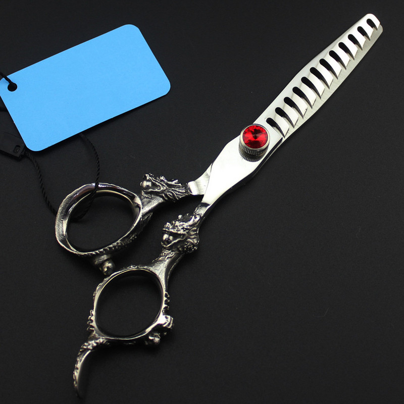 Personalizați logo-ul JP 440c oțel 6`` Dragon foarfece Gem foarfece de păr tăiere frizer tunsoare subțiere foarfece coafor