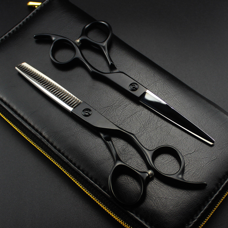 Foarfece profesionale din oțel 440c din Japonia, 6 inchi, tăiate neagră, unelte de frizerie, foarfece de tunsoare, foarfece de coafură