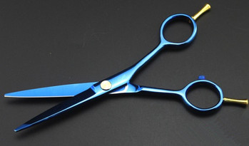 Професионална 5,5-инчова синя двустранна ножица за изтъняване ножици за рязане бръснарски ножици комплект ножици фризьорски ножици