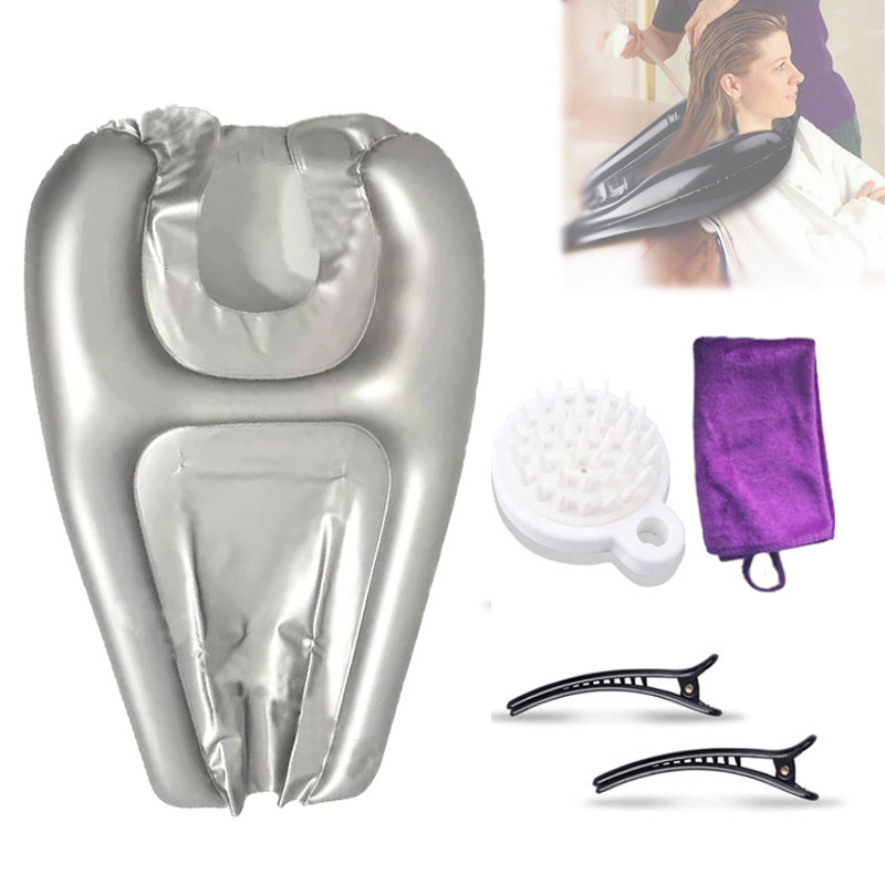 Täispuhutav šampoonivann PVC-st kaasaskantav šampoonipadja kokkupandav vannimullivann, tühjendatud juuksepesukauss rasedatele naistele, eakatele