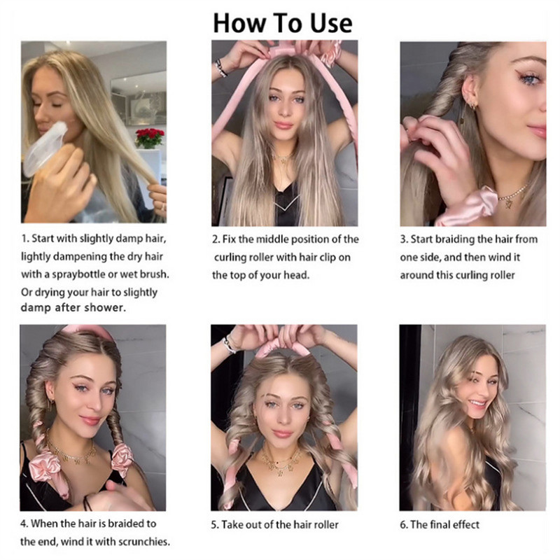 Heatless štap za kovrče Traka za glavu Lazy Curler Set Učini kosu mekom sjajnom Bez topline Spiralna mekana kovrča za spavanje Dodatak za modeliranje