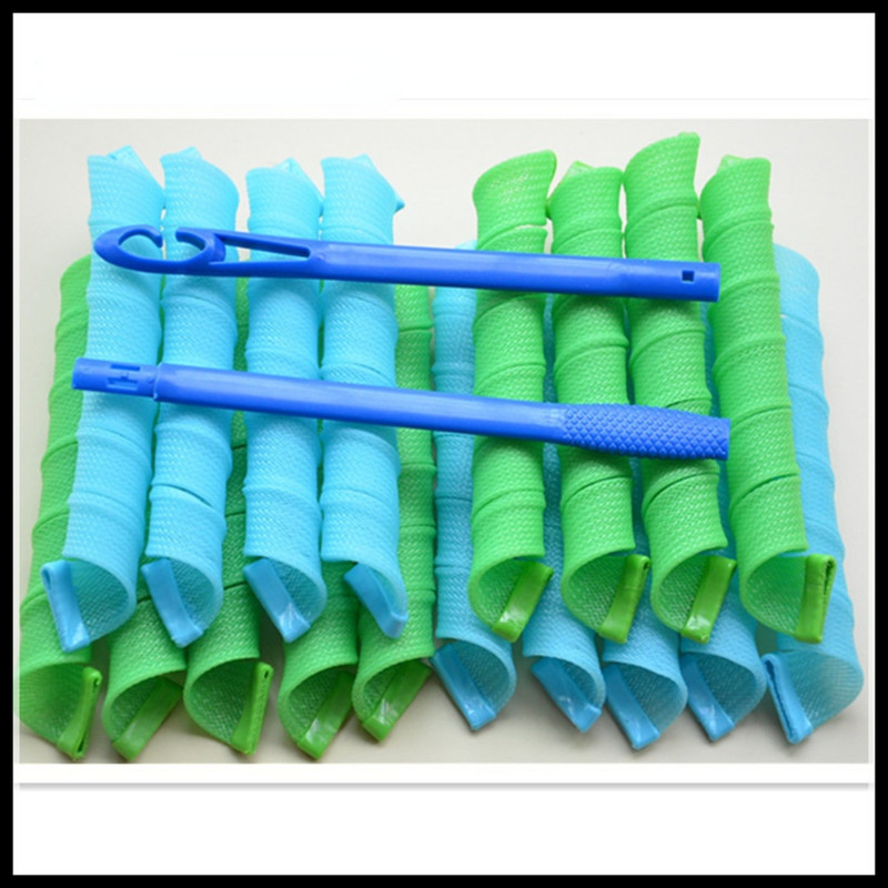 Matu rullīši Gliemežu forma nav viļņveida 52cm 18gab 3 stieņi spirālveida apaļas cirtas Matu ruļļi Mīksti matu ruļļi Bendy matu ruļļi DIY