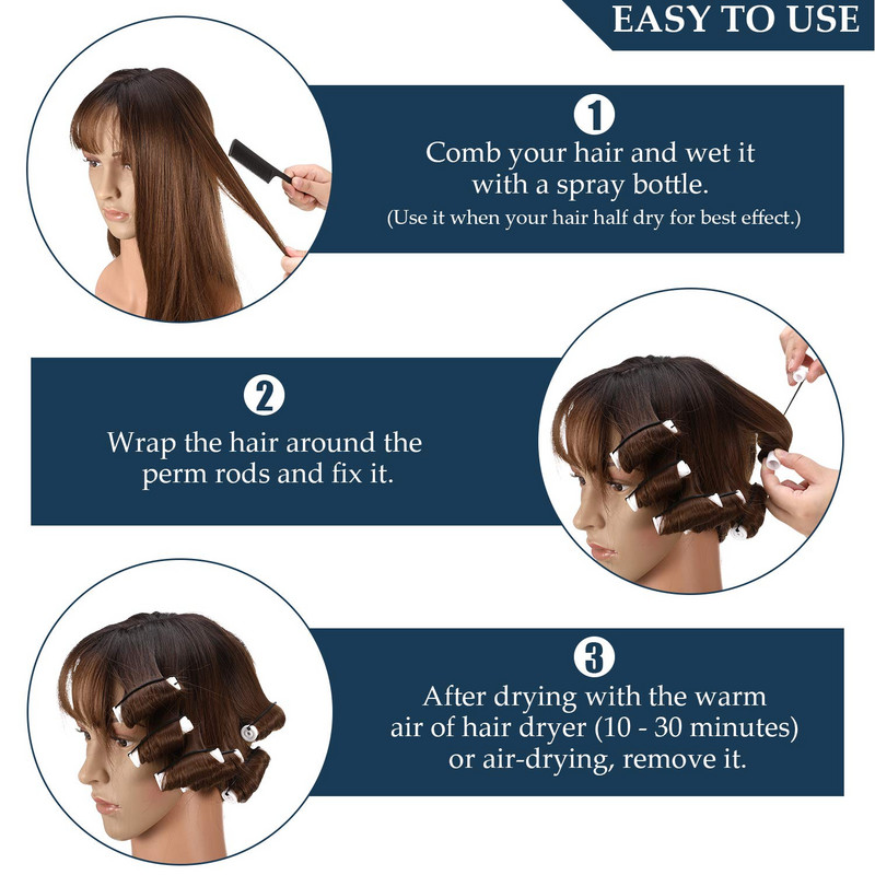 30 gab. Matu ilgviļņu stieņi Matu lokošanas rullīši Ilgviļņu stieņi Ruļļi aukstā viļņa stieņi frizieru veidošanas rīkiem (8 izmēri)