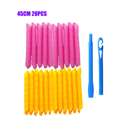 Matu rullīši (30/45/55/65 cm) Gliemežu forma bez viļņa spirālveida apaļas cirtas Matu ruļļi Mīksti matu ruļļi Maģiski matu ruļļi DIY