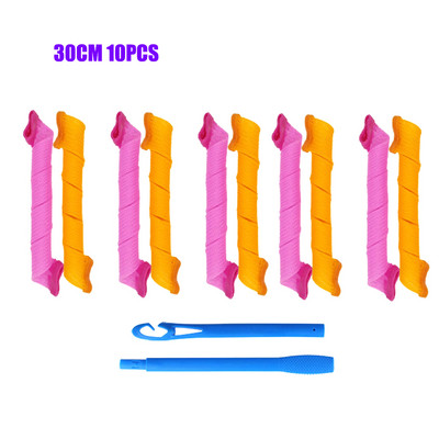 Matu rullīši (30/45/55/65 cm) Gliemežu forma bez viļņa spirālveida apaļas cirtas Matu ruļļi Mīksti matu ruļļi Maģiski matu ruļļi DIY