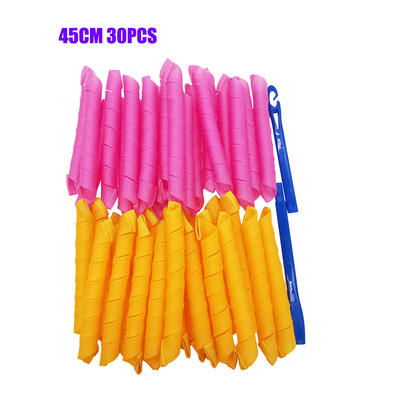 Matu rullīši (30/45/55/65 cm) Gliemežu forma bez viļņa spirālveida apaļas cirtas Matu ruļļi Mīksti matu ruļļi Maģiski matu ruļļi DIY