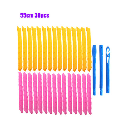 Matu rullīši (30/45/55/65 cm) Gliemežu forma bez viļņa spirālveida apaļas cirtas Matu ruļļi Mīksti matu ruļļi Maģiski matu ruļļi DIY