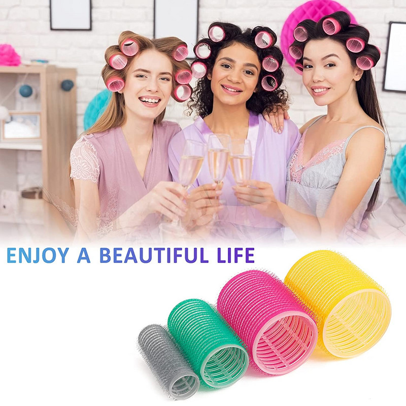81Pcs Self Grip Rollers Hair Set Jumbo Size Hair Curlers Salon Hairdressing DIY Curling Hairstyling Tool with Comb Clips